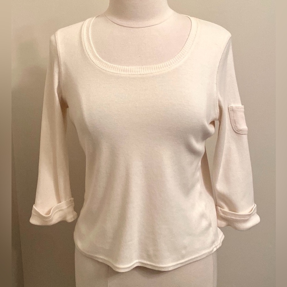 Christopher & Banks Cream SZ S Casual Chic Classic Weekend Wear Jersey Knit Top
